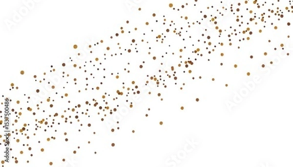 Fototapeta Elegant scatter of shimmering bronze and chocolate confetti isolated on white
