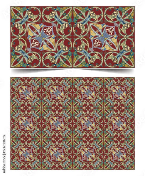 Fototapeta Seamless moroccan pattern background with flowers illustration clip-art