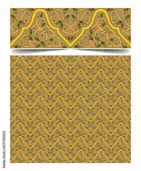Fototapeta Seamless moroccan pattern background with flowers illustration clip-art
