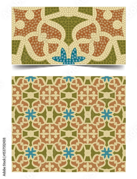 Fototapeta Seamless moroccan pattern background with flowers illustration clip-art