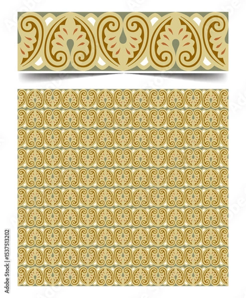 Fototapeta Seamless moroccan pattern background with flowers illustration clip-art