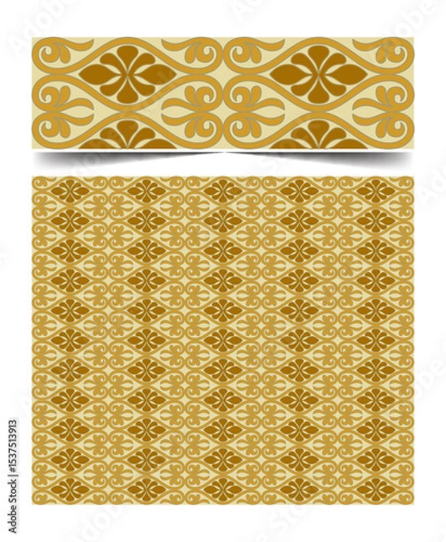 Fototapeta Seamless moroccan pattern background with flowers illustration clip-art