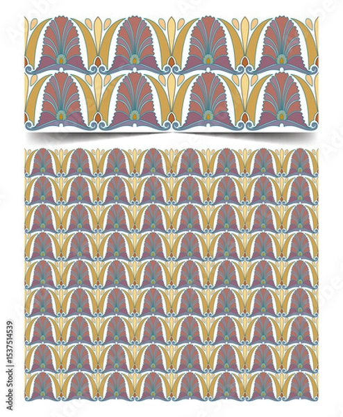 Fototapeta Seamless moroccan pattern background with flowers illustration clip-art