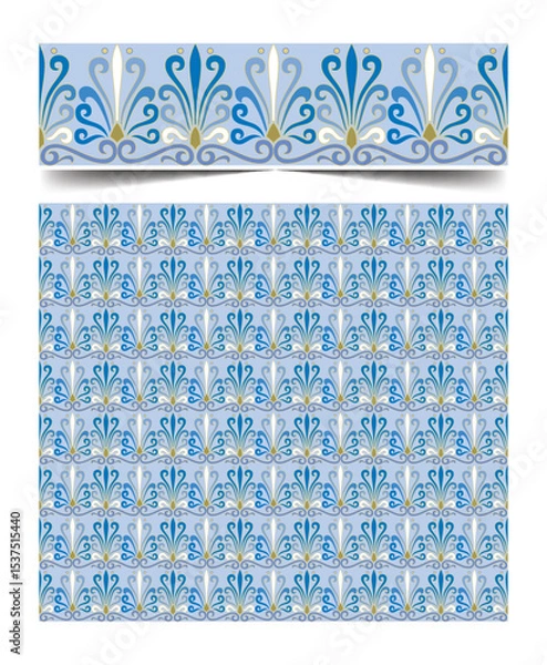 Fototapeta Seamless moroccan pattern background with flowers illustration clip-art