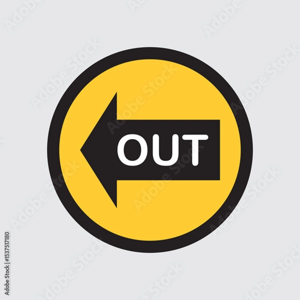 Fototapeta Exit Direction Icon with Arrow and OUT Label – Yellow Circle
