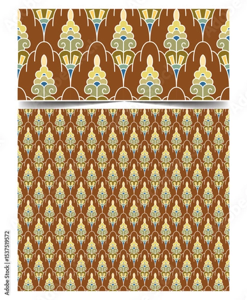 Fototapeta Seamless moroccan pattern background with flowers illustration clip-art