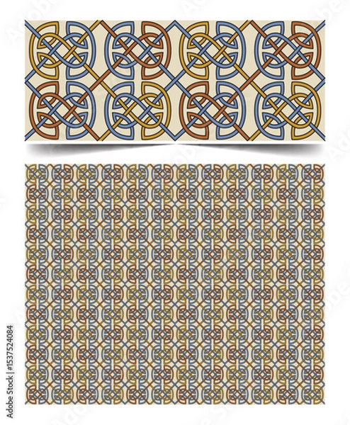 Fototapeta Seamless moroccan pattern background with flowers illustration clip-art
