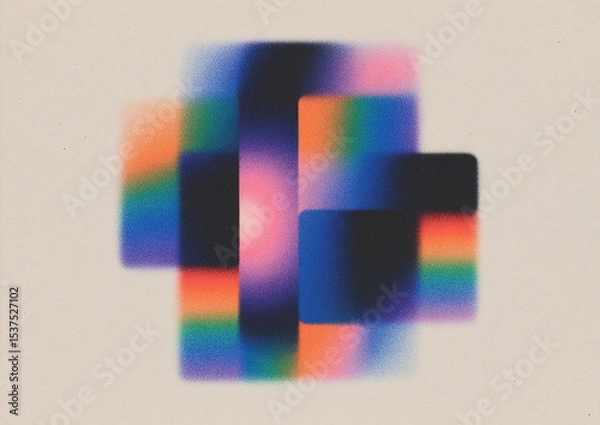 Fototapeta Grunge-style poster featuring geometric design elements with light gradients and a textured grain effect