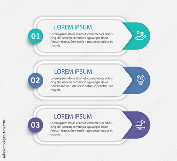 Obraz  Infographic template with 3 options or steps	
