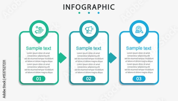 Obraz  Infographic template with 3 options or steps	
