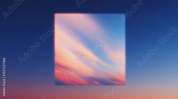 Fototapeta Grunge-style poster featuring a soft gradient print with cloud patterns against a twilight sky