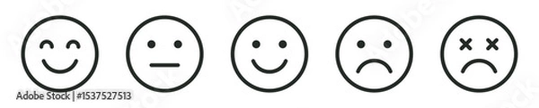 Fototapeta rating and feedback emoticons with happy, neutral, sad emojis | for customer reviews, surveys, and gauging user satisfaction