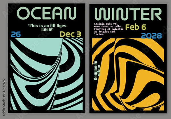 Obraz Flyer A4 Striped Abstract Futuristic Shape Bright Colored With Black
