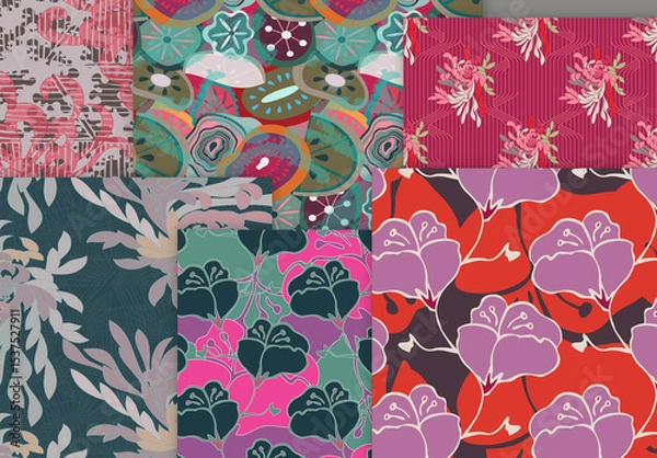 Obraz Seamless Pattern Floral Motifs Big Aster Flower