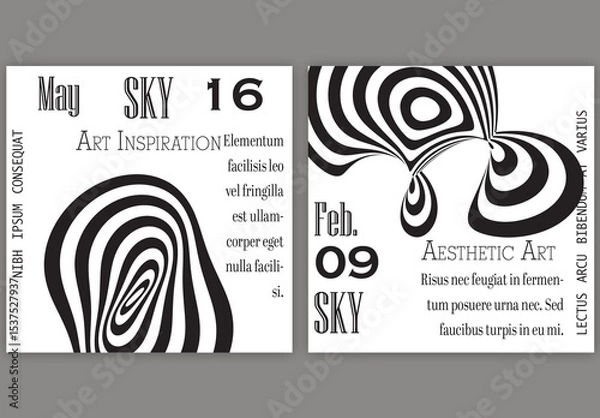 Obraz Social Media Square Post Template Black White Striped Abstract Round Shape