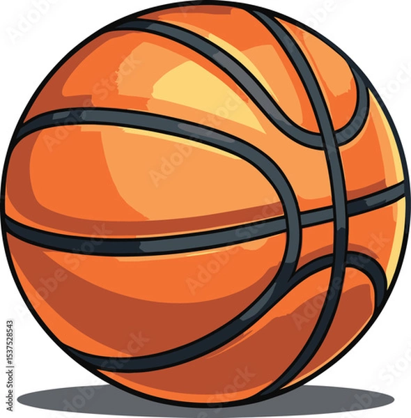 Fototapeta Orange basketball isolated on white, a vector illustration for sport and game play