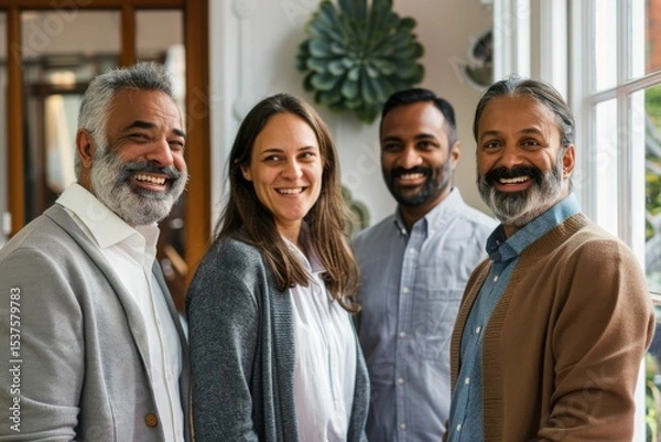 Fototapeta Portrait of a diverse group of business people standing together in an office