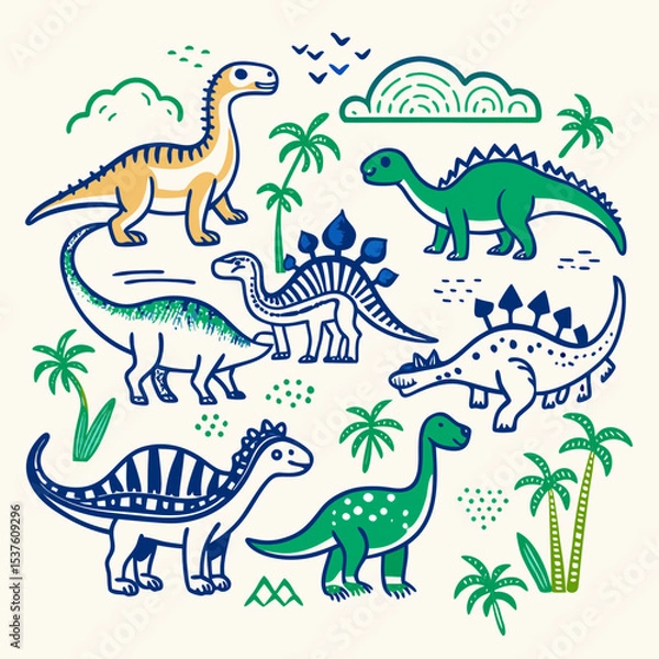 Obraz seamless pattern with dinosaurs