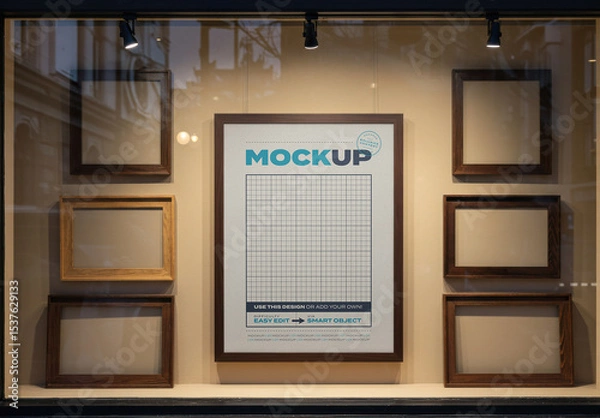 Fototapeta Frame Poster Mockup on Shop Window