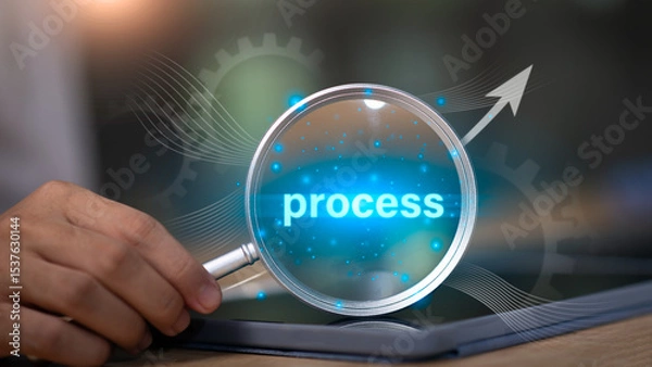 Fototapeta Business process management with innovative software technology and enterprise automation ,Implementing workflows or operating systems to improve efficiency and effectiveness for better results