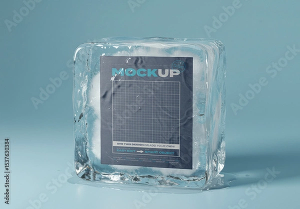 Obraz Page Poster Mockup Inside Cold Ice Cube