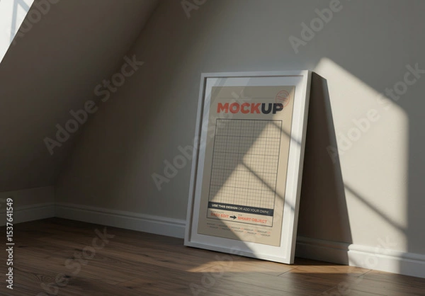 Obraz Vertical Frame Poster Mockup on Elegant Wooden Floor