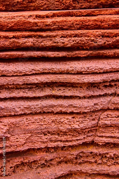 Fototapeta Sedimentary Rock Layers and Rugged Texture with Subtle Motion Eye Level Close Up