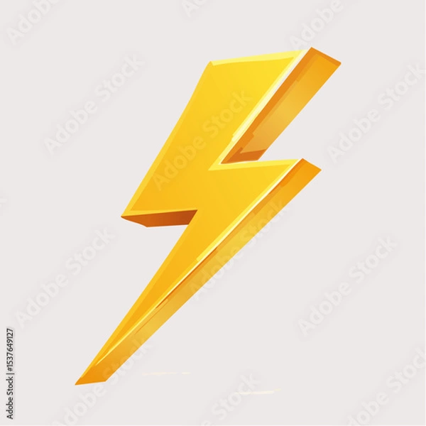 Obraz Golden Lightning Bolt 3D Icon  Energy, Power, Speed Symbol