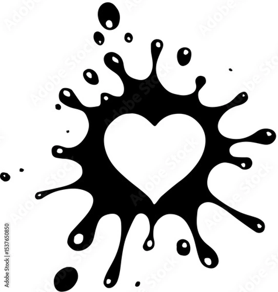 Obraz vector illustration of a heart,Heart black love shape clip art icon set. Black heart icon clip art outline decoration for valentine, wedding and anniversary symbol drawing elements collection. Vector 