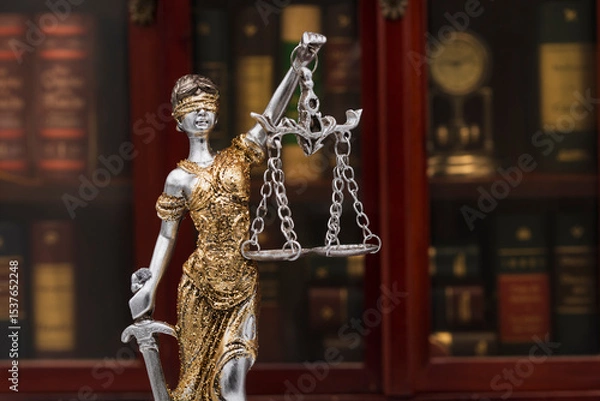 Fototapeta Concepto legal y jurídico, estatua de la Dama de la Justicia con una  balanza en la mano