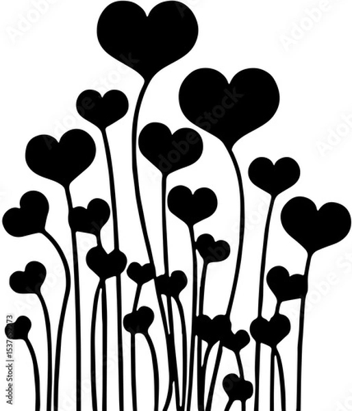 Obraz Herzenwiese,floral background with hearts,background with floral elements and hearts,Heartflowers Heart In Heart Retro