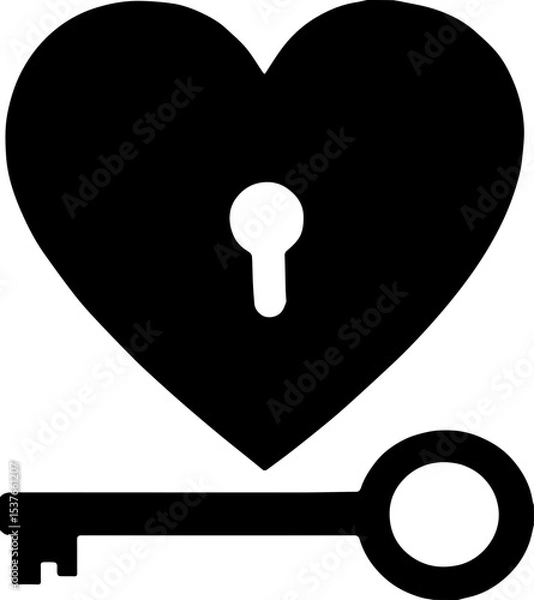 Obraz key to heart,Heart Shape Padlock And Key,Heart shaped padlock. Valentines day love concept.,heart shaped padlock outline on transparent background