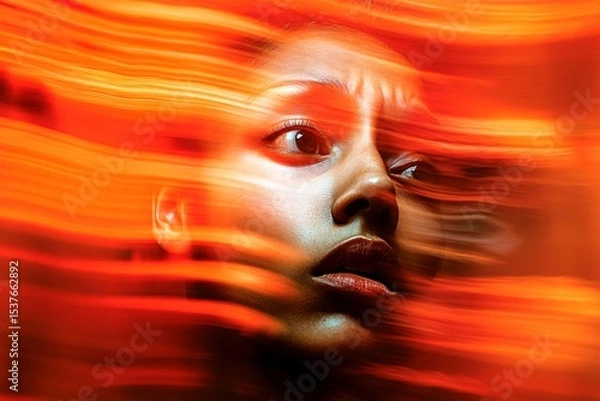 Fototapeta Metaphorical ptsd awareness of a mental illusion. Reality distortion. Foggy vision. Confusion and health. Hallucination - due to ptsd: abstract image of mental state. Mysterious illness.