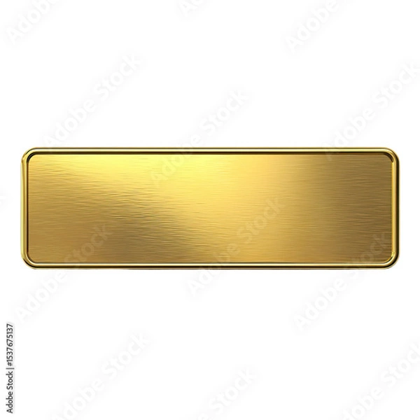 Fototapeta Elegant Shiny Gold Nameplate with Glossy Polished Finish on Transparent Background