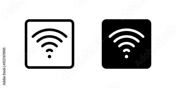Fototapeta WiFi Icon Set. A black icon of a WiFi signal, indicating internet connectivity.