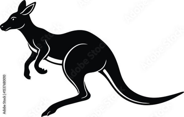 Obraz Stylized Kangaroo Silhouette Vector Illustration in Motion