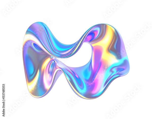 Fototapeta Iridescent Mbius Strip Abstract Holographic Surface with Fluidic Color Swirls