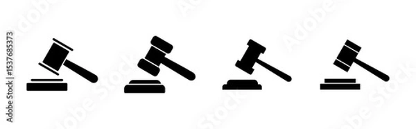 Obraz Gavel icon set. judge gavel icon vector. law icon vector. auction hammer