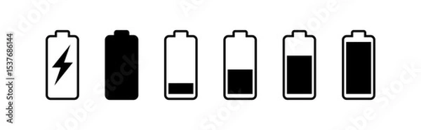 Obraz Battery icon set. battery charge level. battery charging icon