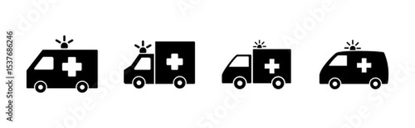 Obraz Ambulance icon set. ambulance truck icon vector. ambulance car