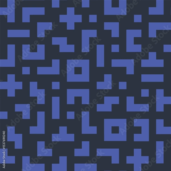 Fototapeta Blue block line memphis seamless pattern in dark background