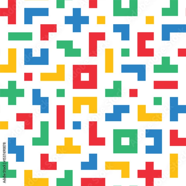 Fototapeta Colorful memphis block line seamless pattern in transparent background