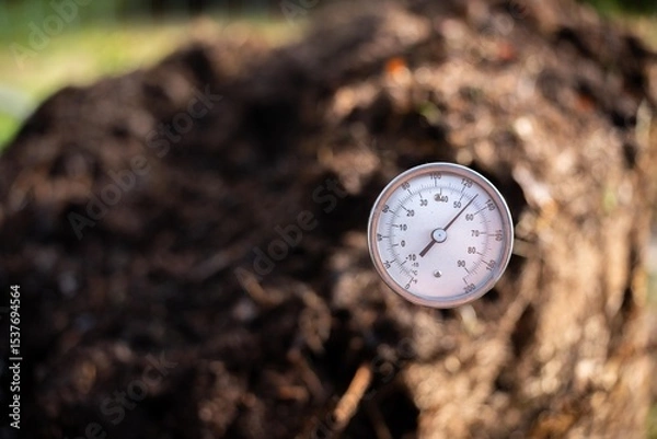 Obraz farmer collecting soil samples in a test tube in a field. Agronomist checking soil carbon and plant health on a farm