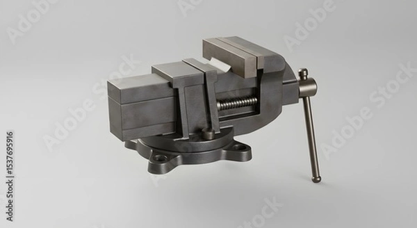 Obraz 3D Render of a Metal Vise, Industrial Tool, Workshop Equipment