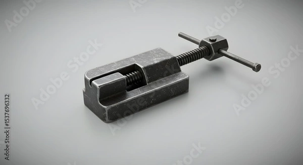Obraz 3D Render of a Vintage Metal Clamp, Industrial Tool, Mechanical Device