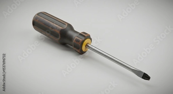 Obraz 3D Render of a Vintage-Style Screwdriver with Dark Brown Handle