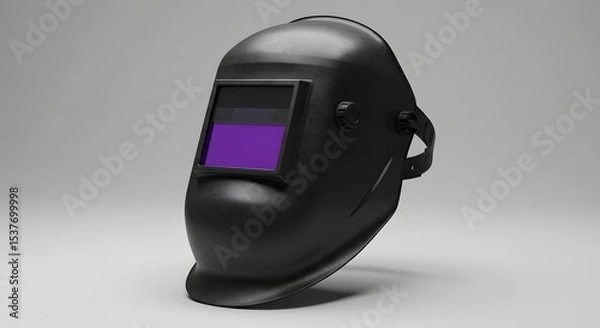 Obraz Black Welding Helmet with Purple Shade - Safety Gear for Welders