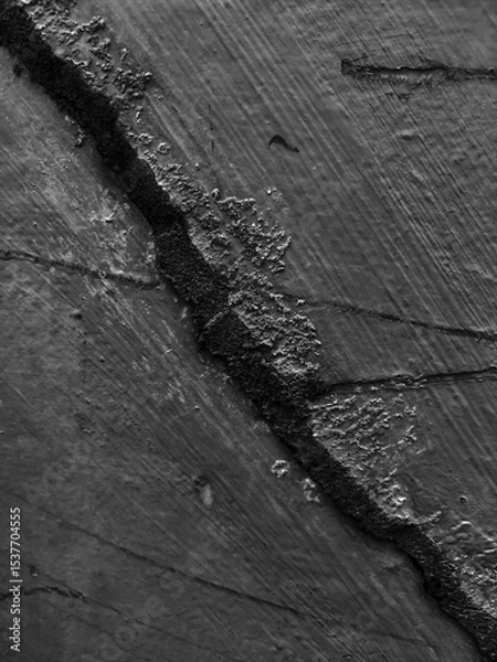 Fototapeta Wall crack texture. Use as a background or wallpaper. Black and white, so contrast and grainy