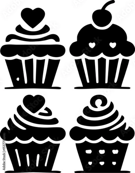 Obraz cupcake silhouette icon set vector