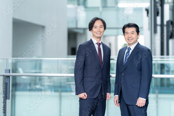 Fototapeta オフィスで打ち合わせをするビジネスマン　撮影協力：スカパー東京メディアセンター